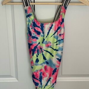 Justice Brand, Splattered Tie-Dyed One Piece Swimsuit, Girl’s (Size L) Clothing
